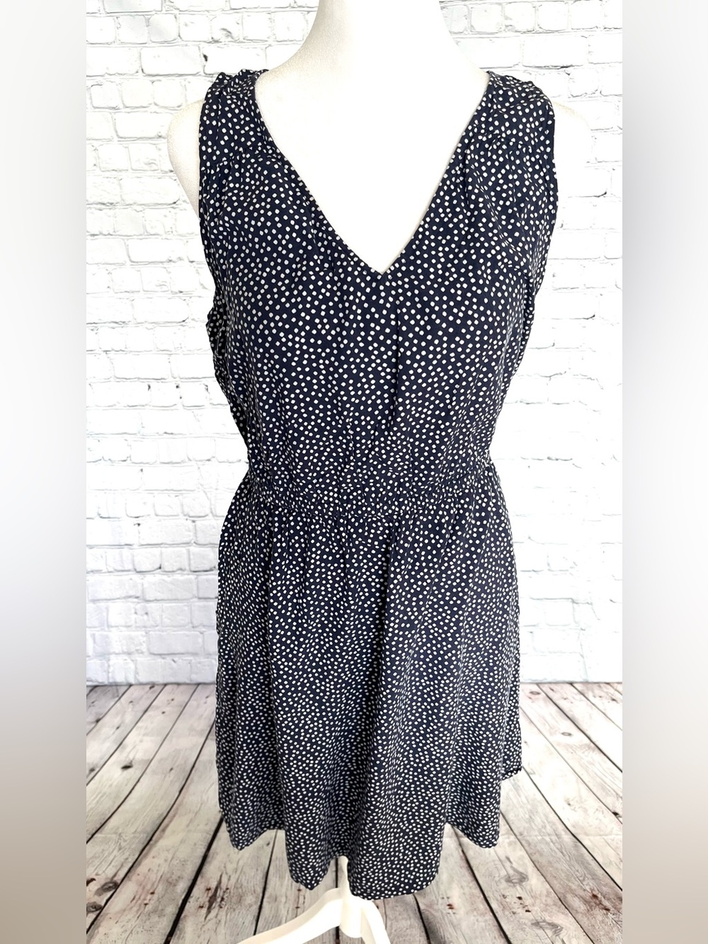 Old Navy Navy Blue Polka Dot Sleeveless Dress
